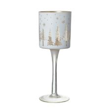 LARGE WHITE & GOLD WINE GLASS T-LIGHT